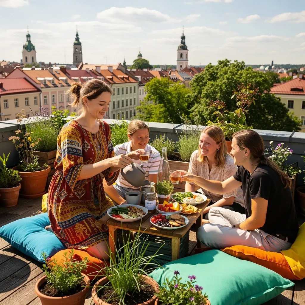 Tradicinė žolelių arbata, atspindinti sveikos cirkuliacijos naudą, patrauklioje stiklinėje.