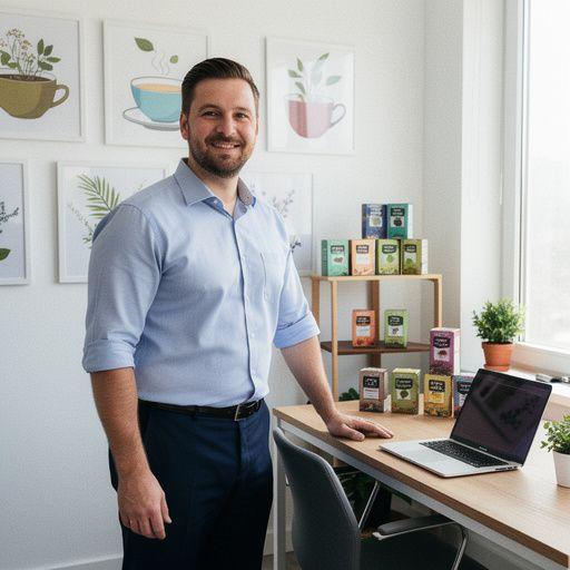 Žolelių arbatos ingredientai, išdėstyti gražioje kompozicijoje.